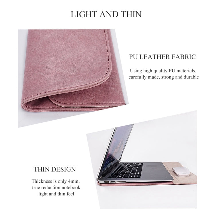 PU01S PU Leather Horizontal Invisible Magnetic Buckle Laptop Inner Bag for 13.3 inch laptops (Pink) - 13.3 inch by PMC Jewellery | Online Shopping South Africa | PMC Jewellery | Buy Now Pay Later Mobicred