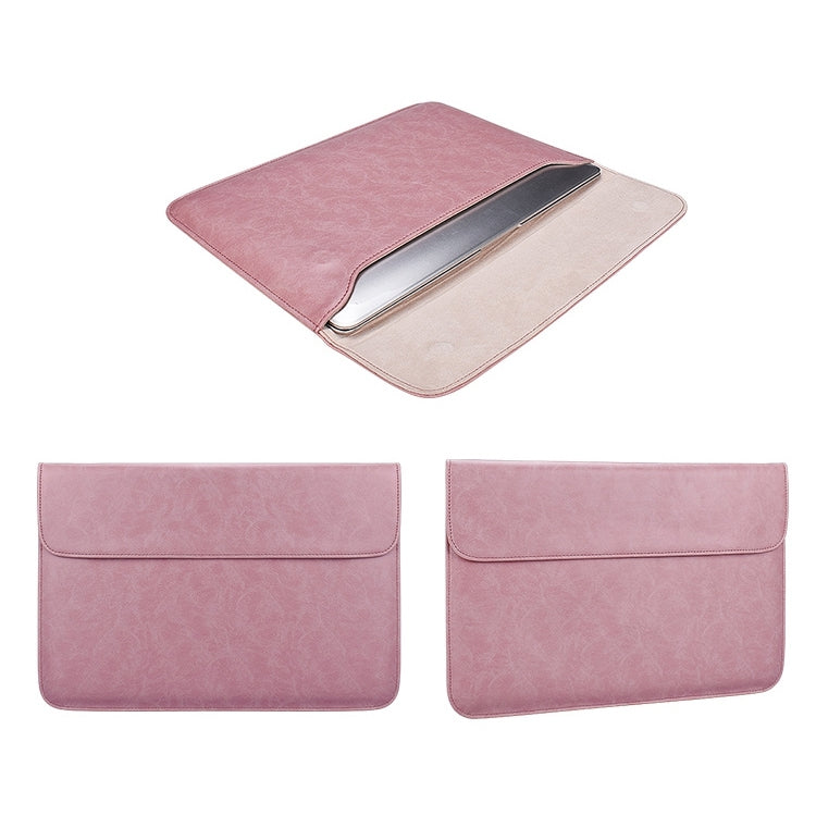 PU01S PU Leather Horizontal Invisible Magnetic Buckle Laptop Inner Bag for 13.3 inch laptops (Pink) - 13.3 inch by PMC Jewellery | Online Shopping South Africa | PMC Jewellery | Buy Now Pay Later Mobicred