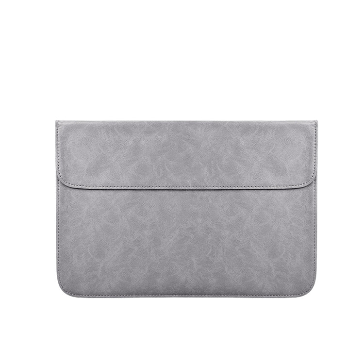 PU01S PU Leather Horizontal Invisible Magnetic Buckle Laptop Inner Bag for 15.4 inch laptops (Grey) - 15 inch by PMC Jewellery | Online Shopping South Africa | PMC Jewellery | Buy Now Pay Later Mobicred