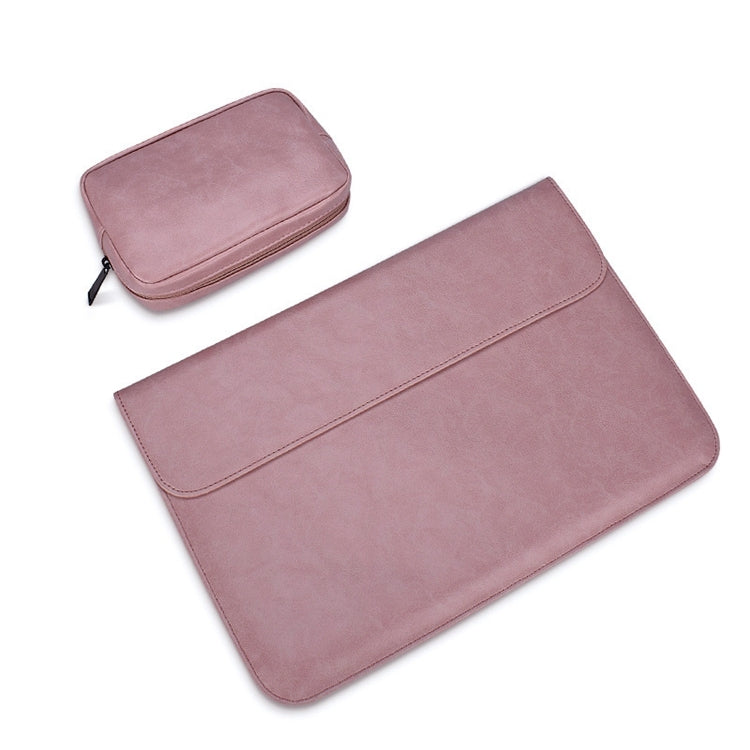 PU01S PU Leather Horizontal Invisible Magnetic Buckle Laptop Inner Bag for 13.3 inch laptops, with Small Bag (Pink) - 13.3 inch by PMC Jewellery | Online Shopping South Africa | PMC Jewellery | Buy Now Pay Later Mobicred