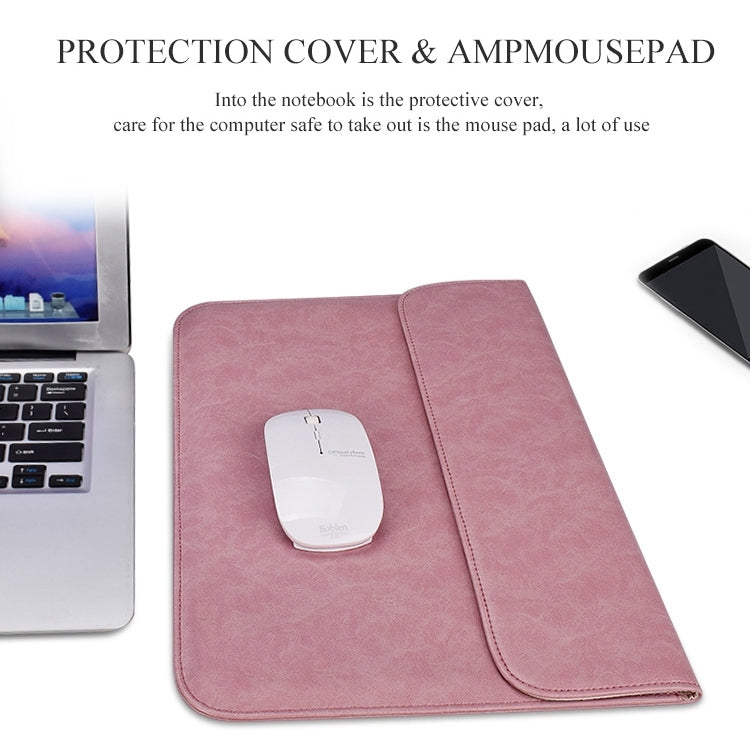 PU01S PU Leather Horizontal Invisible Magnetic Buckle Laptop Inner Bag for 14.1 inch laptops, with Small Bag (Pink) - 14.1 inch by PMC Jewellery | Online Shopping South Africa | PMC Jewellery | Buy Now Pay Later Mobicred