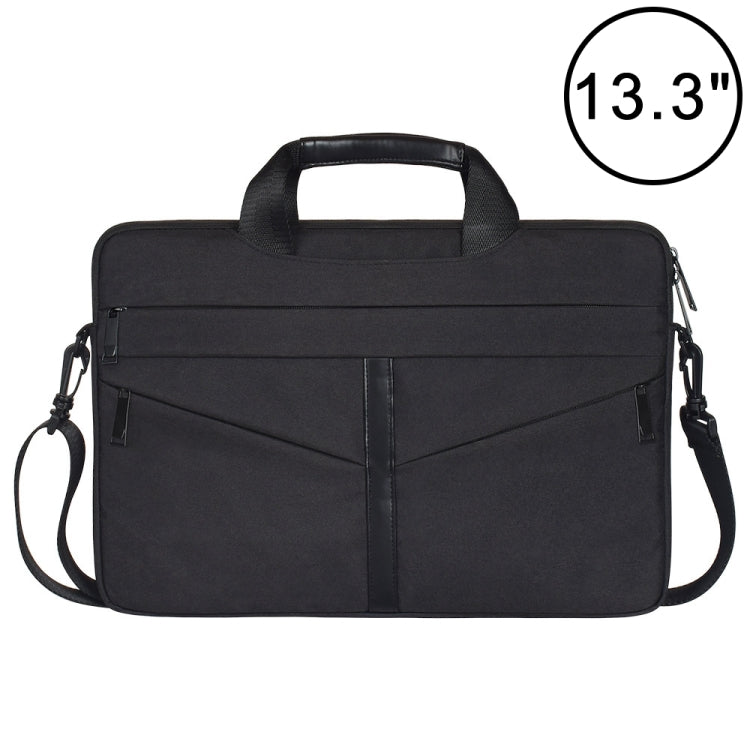 13.3 inch Breathable Wear-resistant Fashion Business Shoulder Handheld Zipper Laptop Bag with Shoulder Strap (Black) - 13.3 inch by PMC Jewellery | Online Shopping South Africa | PMC Jewellery | Buy Now Pay Later Mobicred