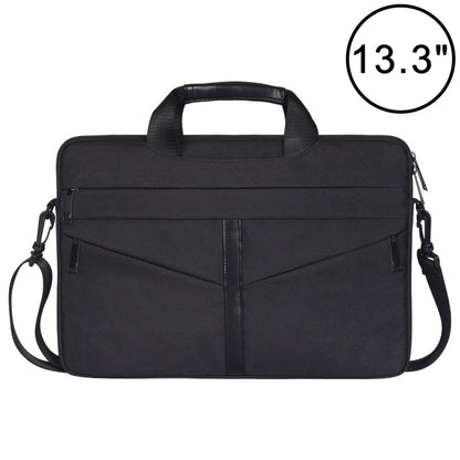 13.3 inch Breathable Wear-resistant Fashion Business Shoulder Handheld Zipper Laptop Bag with Shoulder Strap (Black) - 13.3 inch by PMC Jewellery | Online Shopping South Africa | PMC Jewellery | Buy Now Pay Later Mobicred