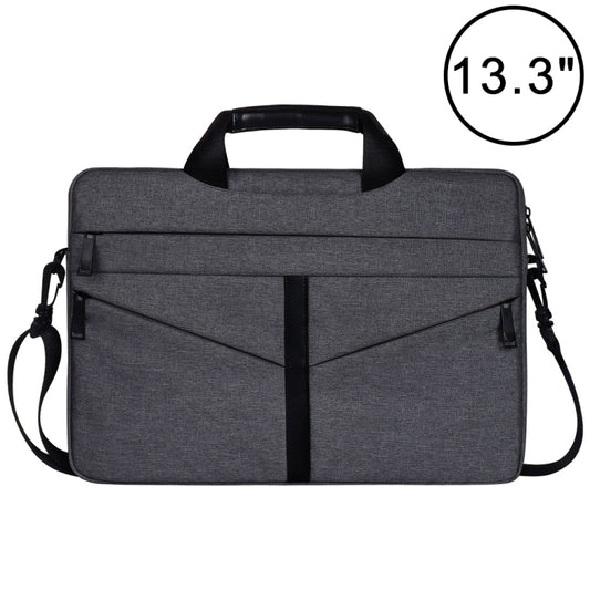 13.3 inch Breathable Wear-resistant Fashion Business Shoulder Handheld Zipper Laptop Bag with Shoulder Strap (Dark Gray) - 13.3 inch by PMC Jewellery | Online Shopping South Africa | PMC Jewellery | Buy Now Pay Later Mobicred