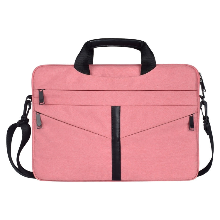 13.3 inch Breathable Wear-resistant Fashion Business Shoulder Handheld Zipper Laptop Bag with Shoulder Strap (Pink) - 13.3 inch by PMC Jewellery | Online Shopping South Africa | PMC Jewellery | Buy Now Pay Later Mobicred