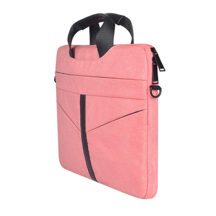 14.1 inch Breathable Wear-resistant Fashion Business Shoulder Handheld Zipper Laptop Bag with Shoulder Strap (Pink) - 14.1 inch by PMC Jewellery | Online Shopping South Africa | PMC Jewellery | Buy Now Pay Later Mobicred