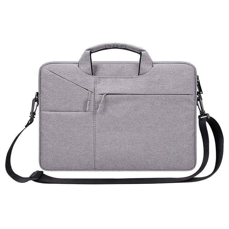 ST02S Waterproof Tear Resistance Hidden Portable Strap One-shoulder Handbag for 14.1 inch Laptops, with Suitcase Belt(Light Grey) - 14.1 inch by PMC Jewellery | Online Shopping South Africa | PMC Jewellery | Buy Now Pay Later Mobicred