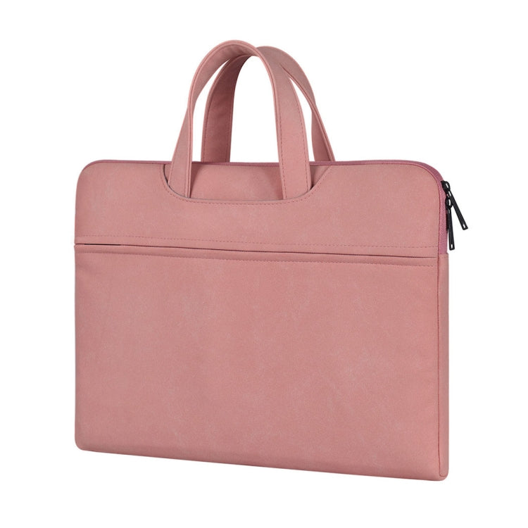 ST06 Waterproof PU Leather Zipper Hidden Portable Strap One-shoulder Handbag for 13.3 inch Laptops, with Suitcase Belt(Pink) - 13.3 inch by PMC Jewellery | Online Shopping South Africa | PMC Jewellery | Buy Now Pay Later Mobicred