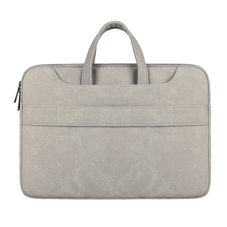 ST06S Waterproof PU Leather Zipper Hidden Portable Strap One-shoulder Handbag for 13.3 inch Laptops, with Magic Stick & Suitcase Belt (Light Grey) - 13.3 inch by PMC Jewellery | Online Shopping South Africa | PMC Jewellery | Buy Now Pay Later Mobicred