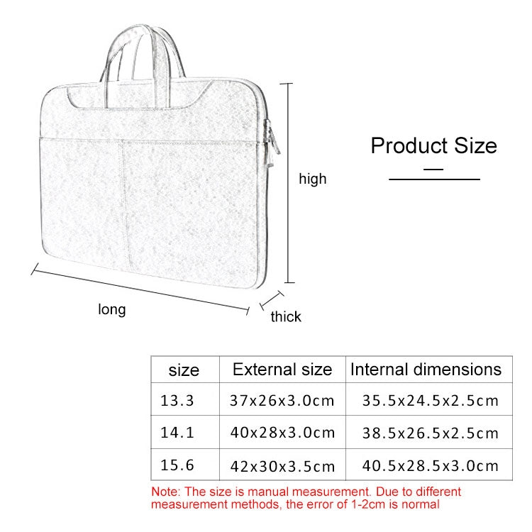 ST06S Waterproof PU Leather Zipper Hidden Portable Strap One-shoulder Handbag for 14.1 inch Laptops, with Magic Stick & Suitcase Belt (Light Grey) - 14.1 inch by PMC Jewellery | Online Shopping South Africa | PMC Jewellery | Buy Now Pay Later Mobicred