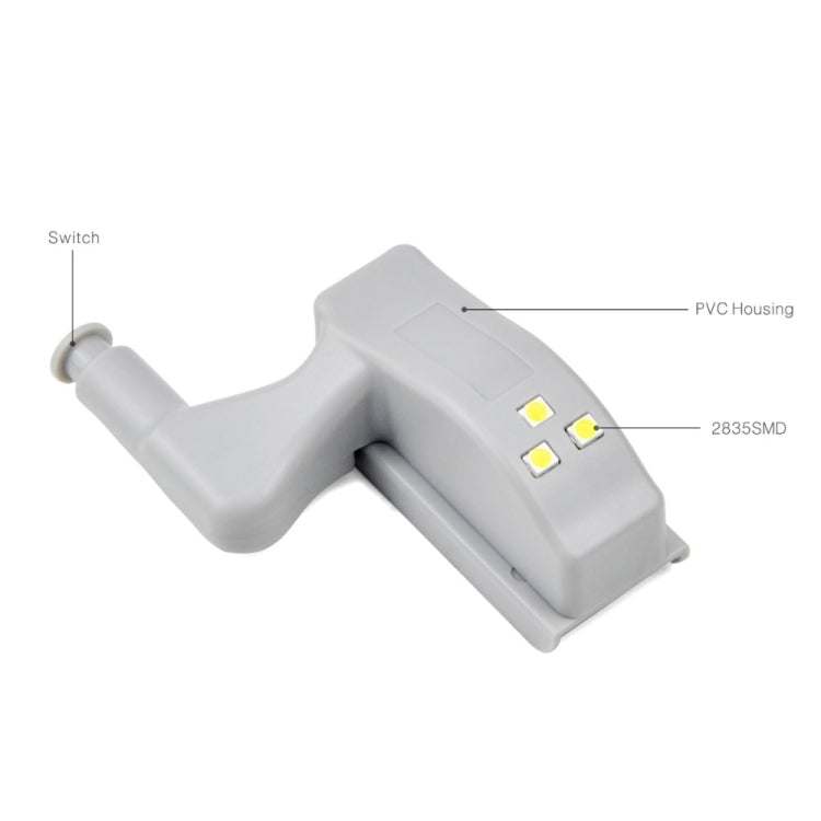 10 PCS 0.3W Universal Inner Hinge LED Sensor lamp Cupboard 3 LEDs Night light Auto ON/OFF Bulb(White Light) - Sensor LED Lights by PMC Jewellery | Online Shopping South Africa | PMC Jewellery | Buy Now Pay Later Mobicred