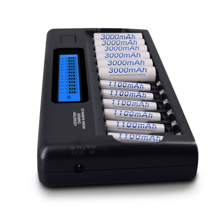 100-240V 12 Slot Battery Charger for AA / AAA / NI-MH / NI-CD Battery, with LCD Display, EU Plug - Charger & Converter by PMC Jewellery | Online Shopping South Africa | PMC Jewellery | Buy Now Pay Later Mobicred