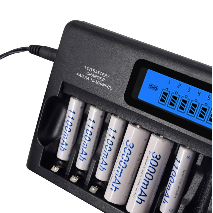 100-240V 12 Slot Battery Charger for AA / AAA / NI-MH / NI-CD Battery, with LCD Display, EU Plug - Charger & Converter by PMC Jewellery | Online Shopping South Africa | PMC Jewellery | Buy Now Pay Later Mobicred