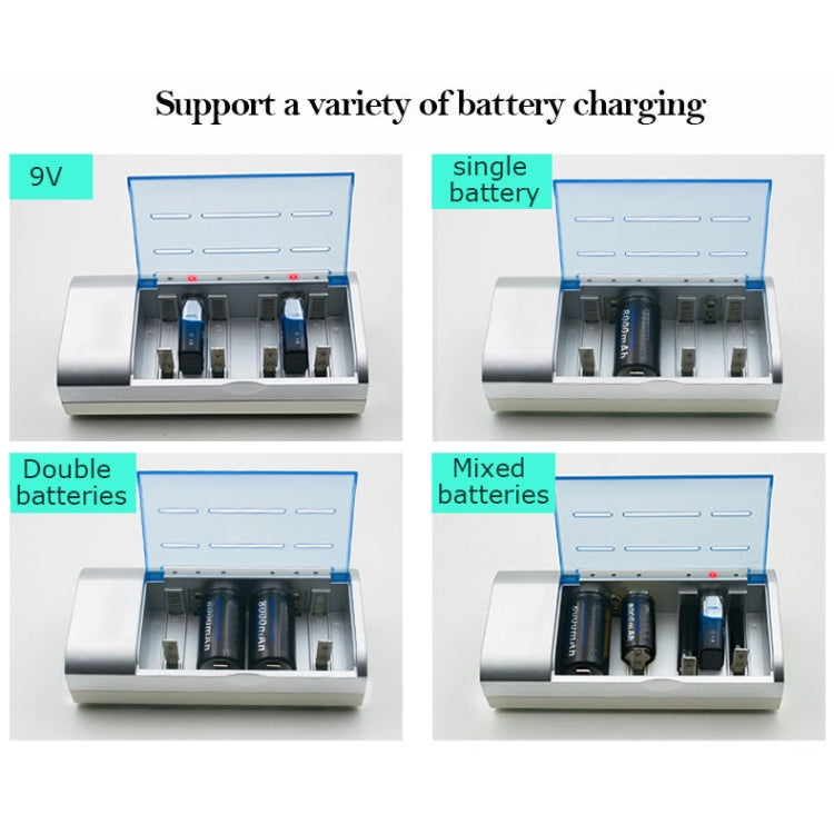 AC 100-240V 4 Slot Battery Charger for AA & AAA & C / D Size Battery, EU Plug - Charger & Converter by PMC Jewellery | Online Shopping South Africa | PMC Jewellery | Buy Now Pay Later Mobicred