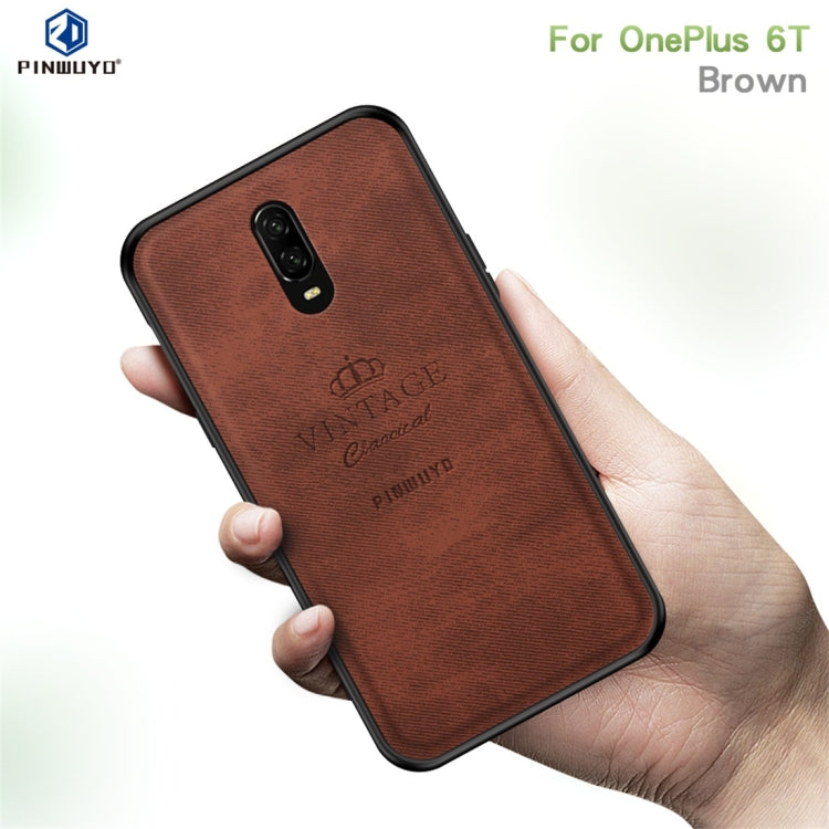 PINWUYO Shockproof Waterproof Full Coverage PC + TPU + Skin Protective Case for One Plus 6T (Brown) - More Brand by PINWUYO | Online Shopping South Africa | PMC Jewellery | Buy Now Pay Later Mobicred