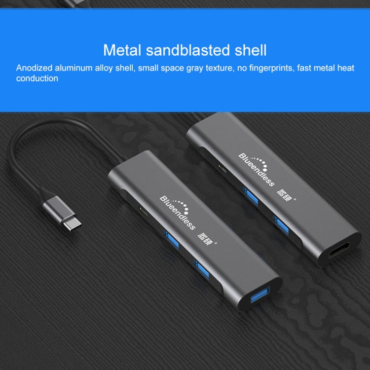 Blueendless 4 In 1 Multi-function Type-C / USB-C to HDMI + PD + Dual USB 3.0 HUB Expansion Dock - USB HUB by Blueendless | Online Shopping South Africa | PMC Jewellery | Buy Now Pay Later Mobicred