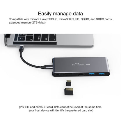 Blueendless 6 In 1 Multi-function Type-C / USB-C HUB Expansion Dock M.2 NGFF Solid State Drive - USB HUB by Blueendless | Online Shopping South Africa | PMC Jewellery | Buy Now Pay Later Mobicred