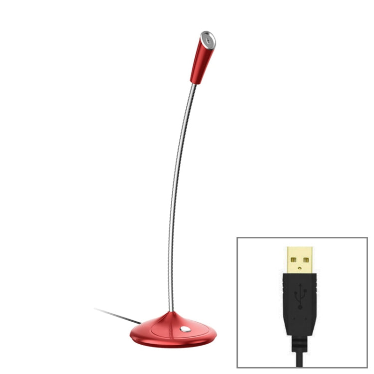 BK Desktop Gooseneck Adjustable USB Wired Audio Microphone, Built-in Sound Card, Compatible with PC / Mac for Live Broadcast, Show, KTV, etc.(Red) - Microphone by PMC Jewellery | Online Shopping South Africa | PMC Jewellery | Buy Now Pay Later Mobicred