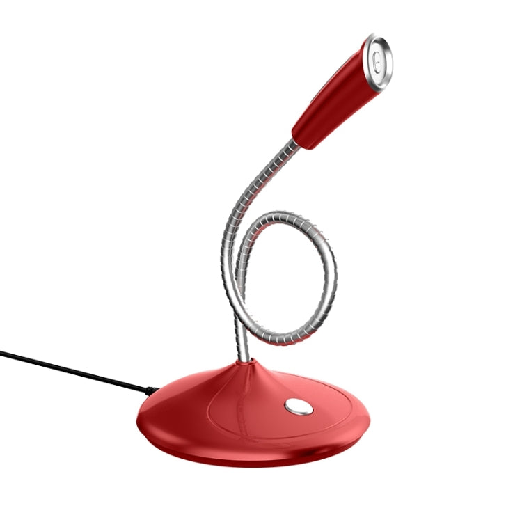 BK Desktop Gooseneck Adjustable USB Wired Audio Microphone, Built-in Sound Card, Compatible with PC / Mac for Live Broadcast, Show, KTV, etc.(Red) - Microphone by PMC Jewellery | Online Shopping South Africa | PMC Jewellery | Buy Now Pay Later Mobicred