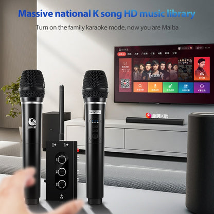 Original Lenovo TW01C TV K Song Dual Wireless Microphone with Sound Card Set - Microphone by Lenovo | Online Shopping South Africa | PMC Jewellery | Buy Now Pay Later Mobicred