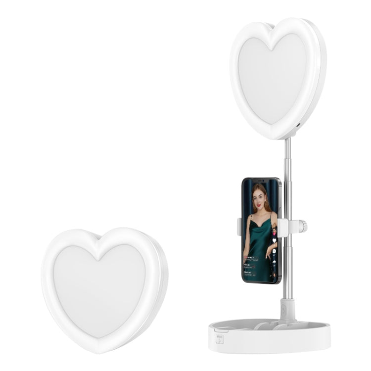 G5 Heart Shape Multi-function Live Broadcast Beauty Fill Light Mobile Phone Holder (White) - Selfie Light by PMC Jewellery | Online Shopping South Africa | PMC Jewellery | Buy Now Pay Later Mobicred