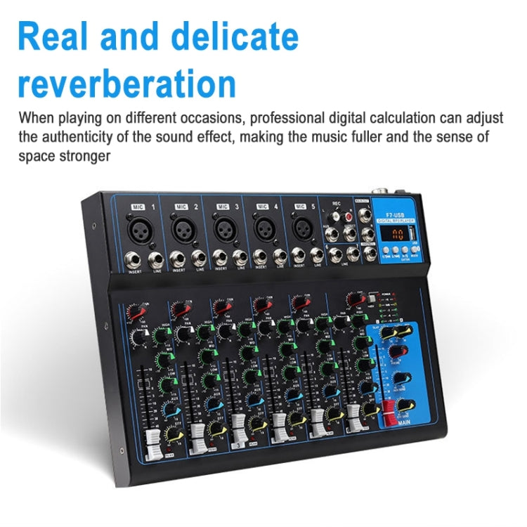 F7 Home 7-channel Bluetooth USB Reverb Mixer, US Plug(Black) - Live Sound Effects Processors by PMC Jewellery | Online Shopping South Africa | PMC Jewellery | Buy Now Pay Later Mobicred