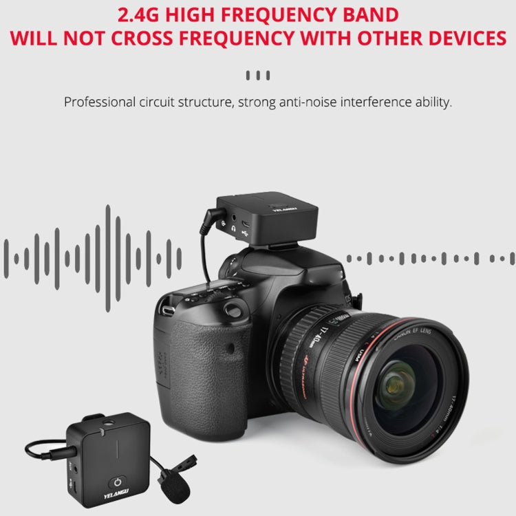 YELANGU MX5S 2.4G Live Broadcast Interview Wireless Recording Camera Microphone, 1 Receiver to 2 Transmitter(Black) - Microphone by YELANGU | Online Shopping South Africa | PMC Jewellery | Buy Now Pay Later Mobicred