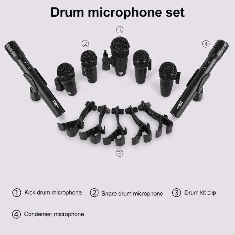 XTUGA MI7-A 7-Piece Wired Dynamic Drum Mic Kit Kick Bass Tom/Snare Cymbals Microphone Set - Microphone by XTUGA | Online Shopping South Africa | PMC Jewellery | Buy Now Pay Later Mobicred