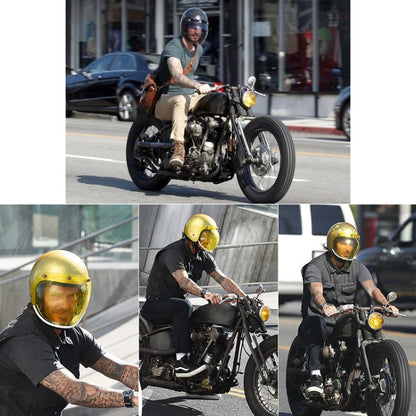 Soman Motorcycle Bubble Visor Open Face Helmet Visor Helmet Windshield Shield with Transparent Frame(Yellow) - Helmets by SOMAN | Online Shopping South Africa | PMC Jewellery | Buy Now Pay Later Mobicred