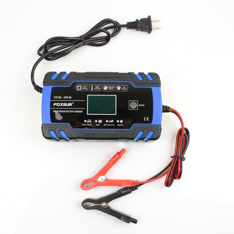 FOXSUR 12V-24V Car Motorcycle Truck Repair Battery Charger AGM Charger, US Plug (Blue) - Battery Charger by FOXSUR | Online Shopping South Africa | PMC Jewellery | Buy Now Pay Later Mobicred