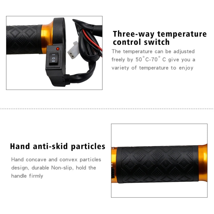 CS-764A3 12V Motorcycle Scooter Aluminum Alloy Electric Hand Grip Cover Heated Grip Handlebar(Gold) - Grips by PMC Jewellery | Online Shopping South Africa | PMC Jewellery | Buy Now Pay Later Mobicred