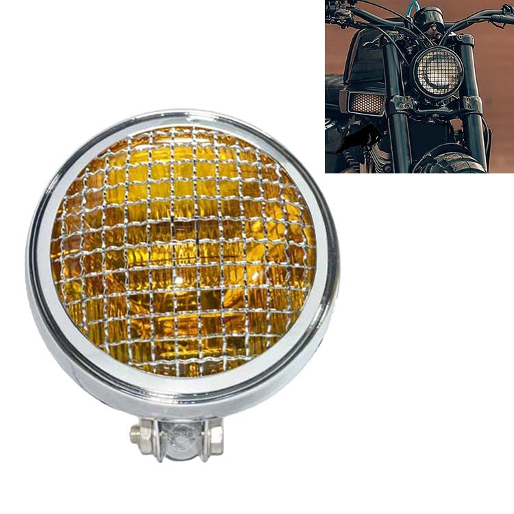 Motorcycle Silver Shell Harley Headlight Retro Lamp LED Light Modification Accessories (Yellow) - Headlights by PMC Jewellery | Online Shopping South Africa | PMC Jewellery | Buy Now Pay Later Mobicred