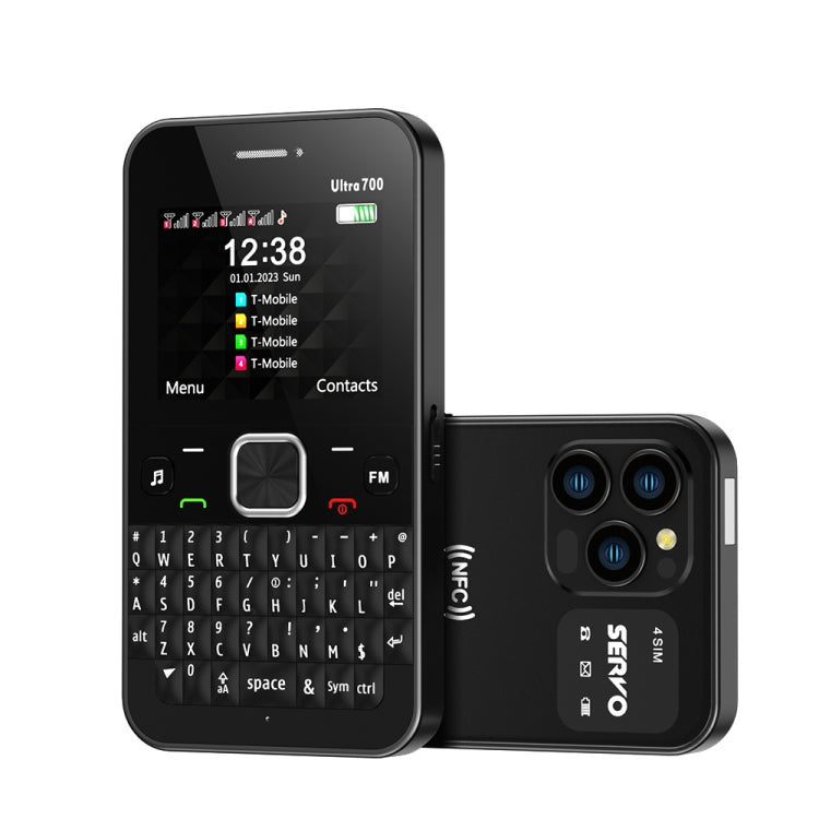 SERVO U700, 2.4 inch, MTK6261D, 58 Full Keyboards, Support Bluetooth, FM, NFC, Quick Dial, Flashlight, GSM, Quad SIM (Black) - SERVO by SERVO | Online Shopping South Africa | PMC Jewellery | Buy Now Pay Later Mobicred