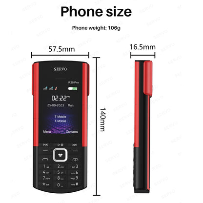 SERVO R25 Pro Mobile Phone with TWS Bluetooth Headsets, 2.4 inch, 24 Keys, Support Bluetooth, Quick Dial, Auto Response, FM, Flashlight, GSM, Dual SIM (Black Red) - SERVO by SERVO | Online Shopping South Africa | PMC Jewellery | Buy Now Pay Later Mobicred