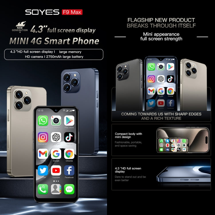 SOYES F9 Max, 6GB+128GB, 4.3 inch Android 12 MTK6762 Octa Core, Network: 4G, OTG, Dual SIM (Dark Blue) - SOYES by SOYES | Online Shopping South Africa | PMC Jewellery | Buy Now Pay Later Mobicred