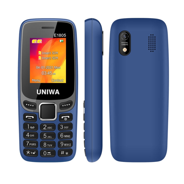 UNIWA E1805, 1.77 inch, SC6531E, 21 Keys, Support Bluetooth, Torch, FM, MP3, MP4, GSM, Dual SIM (Blue) - UNIWA by UNIWA | Online Shopping South Africa | PMC Jewellery | Buy Now Pay Later Mobicred