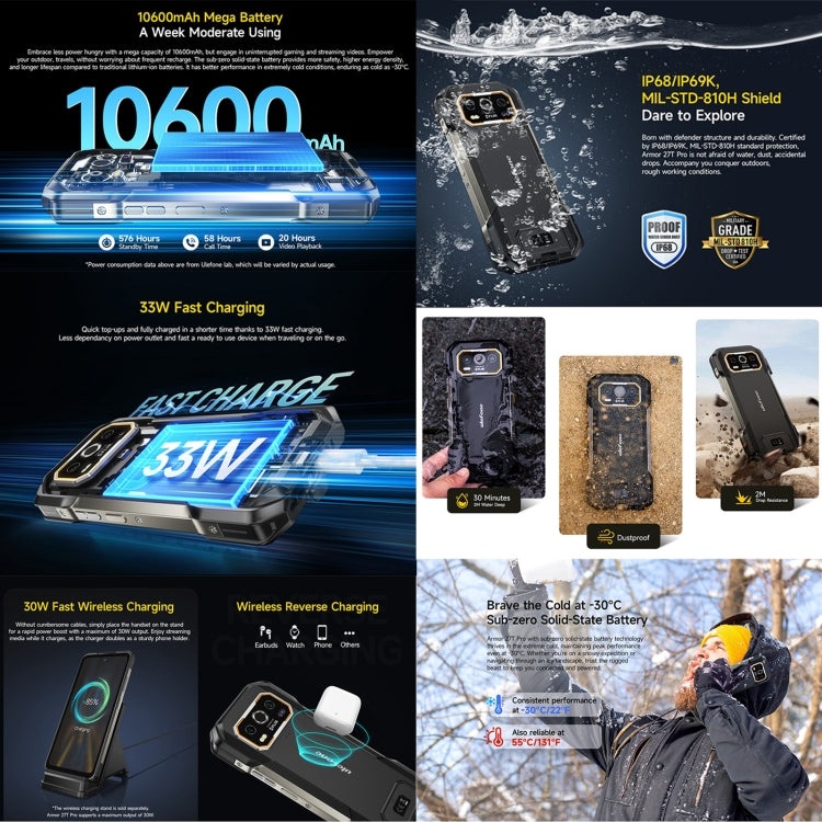 [HK Warehouse] Ulefone Armor 27T Pro Rugged Phone, Thermal Imaging, 12GB+256GB, Night Vision, 10600mAh, 6.78 inch Android 14 MediaTek Dimensity 6300 Octa Core, Network: 5G, NFC (Black) - Ulefone by PMC Jewellery | Online Shopping South Africa | PMC Jewellery | Buy Now Pay Later Mobicred