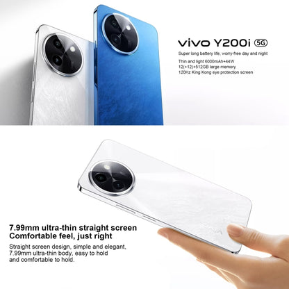 vivo Y200i, Dual Back Cameras, 8GB+256GB, Face ID Screen Fingerprint Identification, 6.72 inch Android 14.0 OriginOS 4 Snapdragon 4 Gen 2 Octa Core 2.2GHz, OTG, Network: 5G, Support Google Play (Blue) - vivo by vivo | Online Shopping South Africa | PMC Jewellery | Buy Now Pay Later Mobicred