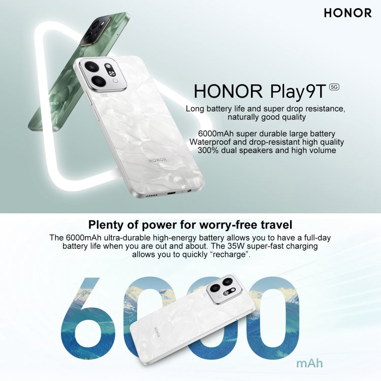 Honor Play9T 5G,  8GB+128GB, 6.77 inch MagicOS 8.0 Qualcomm Snapdragon 4 Gen2 Octa Core up to 2.2GHz, Network: 5G, OTG, Not Support Google Play (Green) - Honor by Huawei | Online Shopping South Africa | PMC Jewellery | Buy Now Pay Later Mobicred