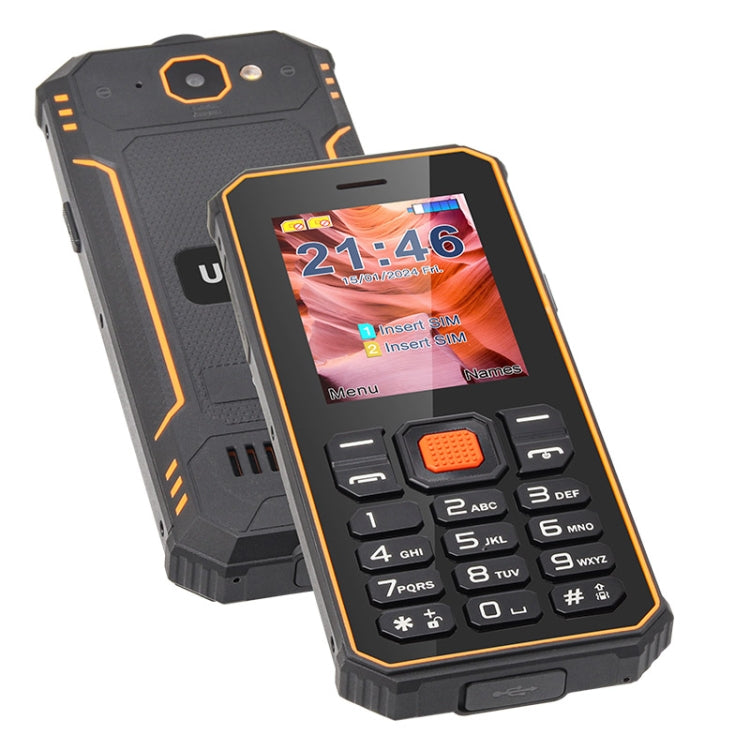 UNIWA S2 IP68 Rugged Keypad Phone, 2.4 inch Mediatek MT6261, 2500mAh Battery, 21 Keys, Network: 2G (Black+Orange) - UNIWA by UNIWA | Online Shopping South Africa | PMC Jewellery | Buy Now Pay Later Mobicred