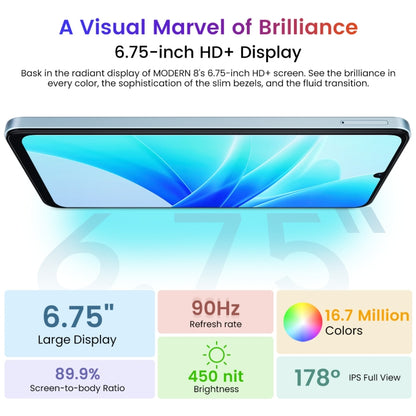 [HK Warehouse] Blackview Oscal MODERN 8, 8GB+128GB, Fingerprint  Identification, 6.75 inch Android 13 Unisoc T616 Octa Core up to 2.2GHz, Network: 4G, OTG(Tarnish) - Blackview by Blackview | Online Shopping South Africa | PMC Jewellery | Buy Now Pay Later Mobicred