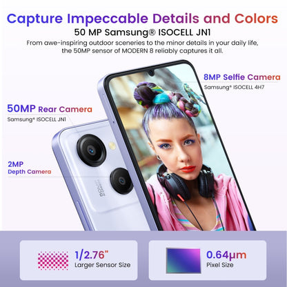 [HK Warehouse] Blackview Oscal MODERN 8, 8GB+128GB, Fingerprint Identification, 6.75 inch Android 13 Unisoc T616 Octa Core up to 2.2GHz, Network: 4G, OTG (Purple) - Blackview by Blackview | Online Shopping South Africa | PMC Jewellery | Buy Now Pay Later Mobicred