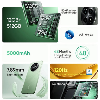 Realme 12x, 12GB+256GB, Side Fingerprint Identification, 6.67 inch Realme UI 5.0 Dimensity 6100+ 5G Octa Core, NFC, Network: 5G, Support Google Play (Glowing Black) - OPPO by Realme | Online Shopping South Africa | PMC Jewellery | Buy Now Pay Later Mobicred