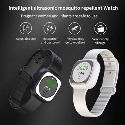 F9 Outdoor Silica Gel Mosquito Repellent Wristband with Clock(White) - Repellent Wristband by PMC Jewellery | Online Shopping South Africa | PMC Jewellery | Buy Now Pay Later Mobicred