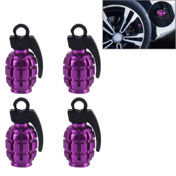 4 PCS Universal Grenade Shaped Car Tire Valve Caps(Purple) - Tire Valve Caps by PMC Jewellery | Online Shopping South Africa | PMC Jewellery