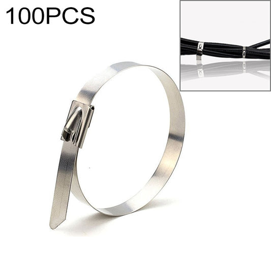 100 PCS 4.6x100mm Stainless Steel Metal Cable Ties Tie Zip Wrap Exhaust Heat Straps Induction Pipe - Clamps by PMC Jewellery | Online Shopping South Africa | PMC Jewellery