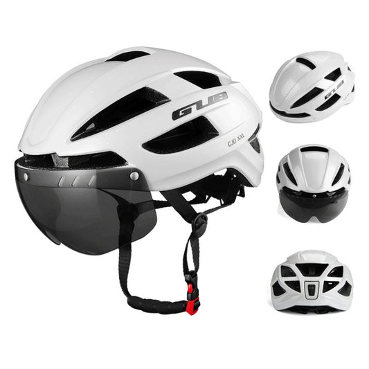 GUB CJD Integrally-Molded Bicycle Goggles Helmet With Tail Light(Pearl White) - Protective Helmet & Masks by GUB | Online Shopping South Africa | PMC Jewellery | Buy Now Pay Later Mobicred