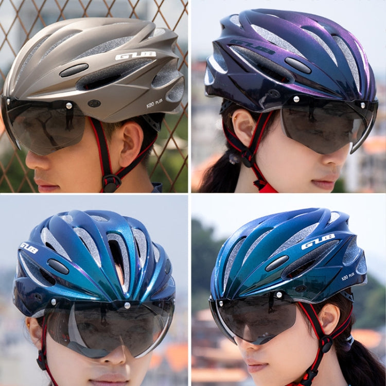 GUB K80 Plus Bike Helmet With Visor And Goggles(Gradient Purple) - Protective Helmet & Masks by GUB | Online Shopping South Africa | PMC Jewellery | Buy Now Pay Later Mobicred