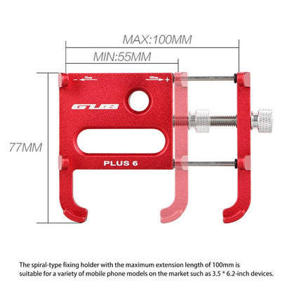 GUB Plus 6 Aluminum Alloy MTB Bike Bicycle Phone Holder(Red) - Holders by GUB | Online Shopping South Africa | PMC Jewellery | Buy Now Pay Later Mobicred