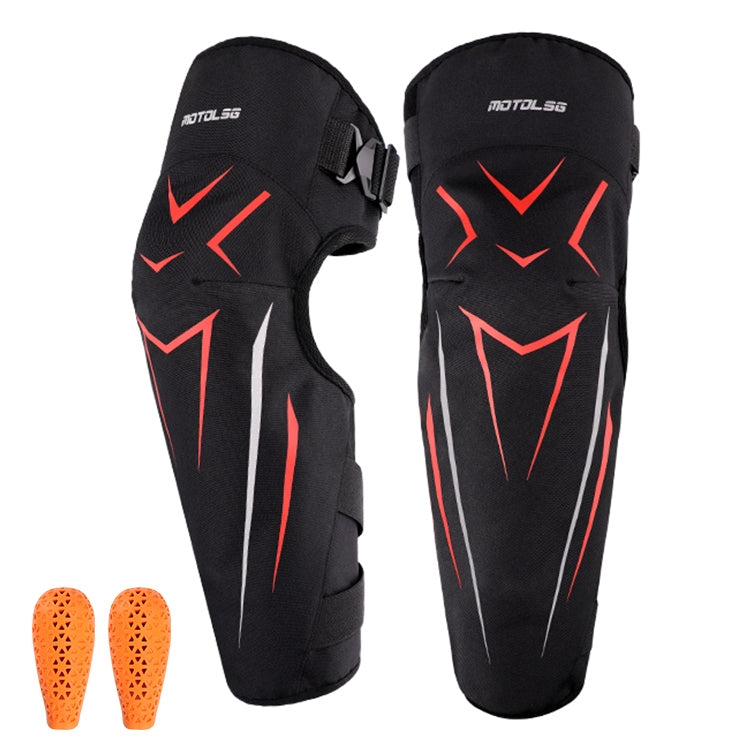 MOTOLSG 2 in 1 Knee Pads Motorcycle Bicycle Riding Warm Fleece Soft Protective Gear with CE Protector (Black Red) - Protective Gear by MOTOLSG | Online Shopping South Africa | PMC Jewellery | Buy Now Pay Later Mobicred